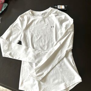 Women’s Sm White Long Sleeve Fitted Coldgear Tshirt